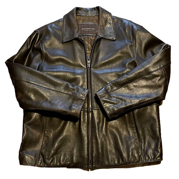 Marc New York Soft Lambs Leather Jacket Mens Quilt Lined Large - Picture 7 of 10